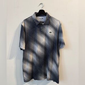 Lacoste Men's Navy and White Striped Polo Shirt